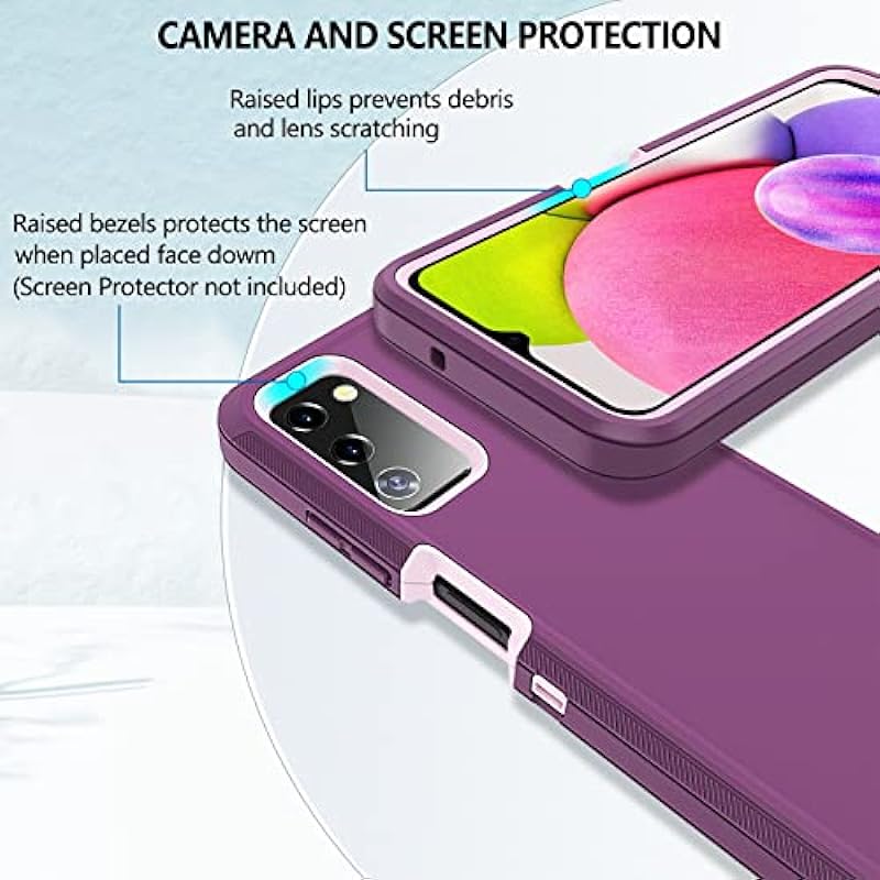 ottpluscase for Samsung Galaxy A03s Case, Samsung A03s Heavy Duty Shockproof Dustproof 3 in 1 Cover Soft TPU Hard PC Military Protective Tough Durable Phone Cover for Galaxy A03s – Purple