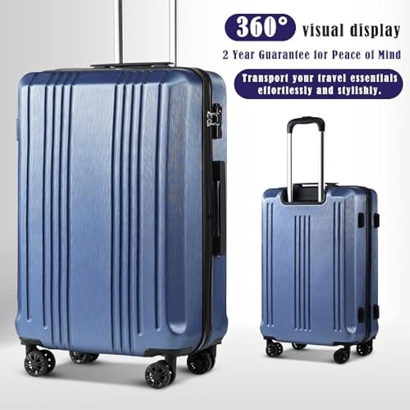 Coolife Luggage Suitcase PC+ABS with TSA Lock Spinner 20in24in28in (Ice Blue, S(20in)_Carry on)