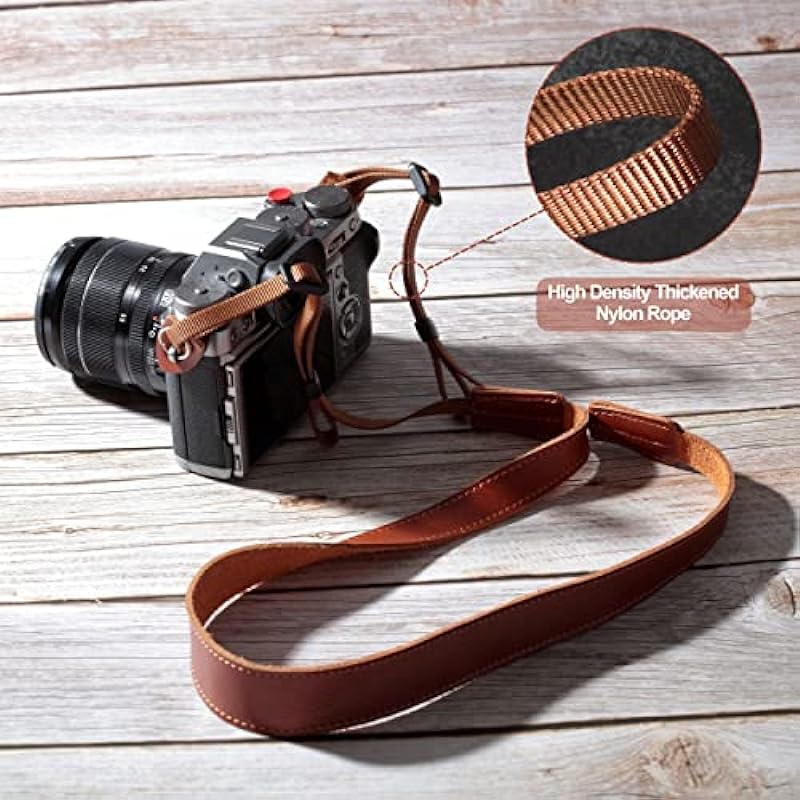 Padwa Lifestyle Soft Natural Leather Camera Strap – 1.2 inch Full Grain Cowhide Camera Straps for All DSLR/SLR Cameras,Great Gift for Men & Women Photographers(Brown)