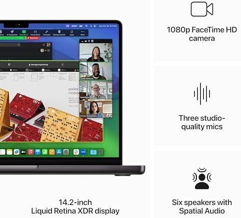 Apple 2023 MacBook Pro Laptop M3 Pro chip with 11‑core CPU, 14‑core GPU: 14.2-inch Liquid Retina XDR Display, 18GB Unified Memory, 512GB SSD Storage. Works with iPhone/iPad; Space Black, English