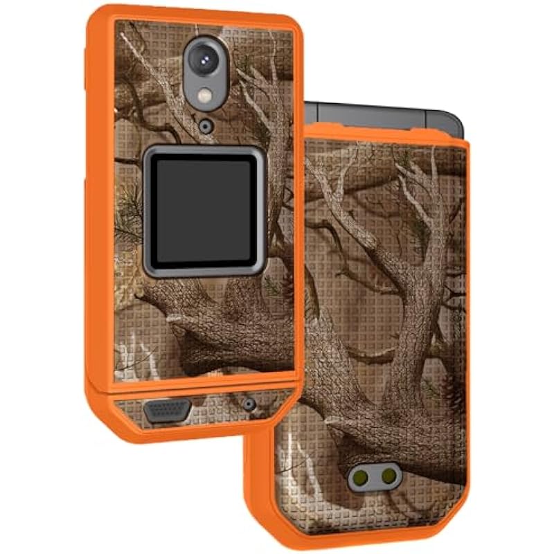 Case for CAT S22 Flip Phone, Nakedcellphone [Hunter Camouflage] Slim Hard Shell Protector Cover – Orange Camo
