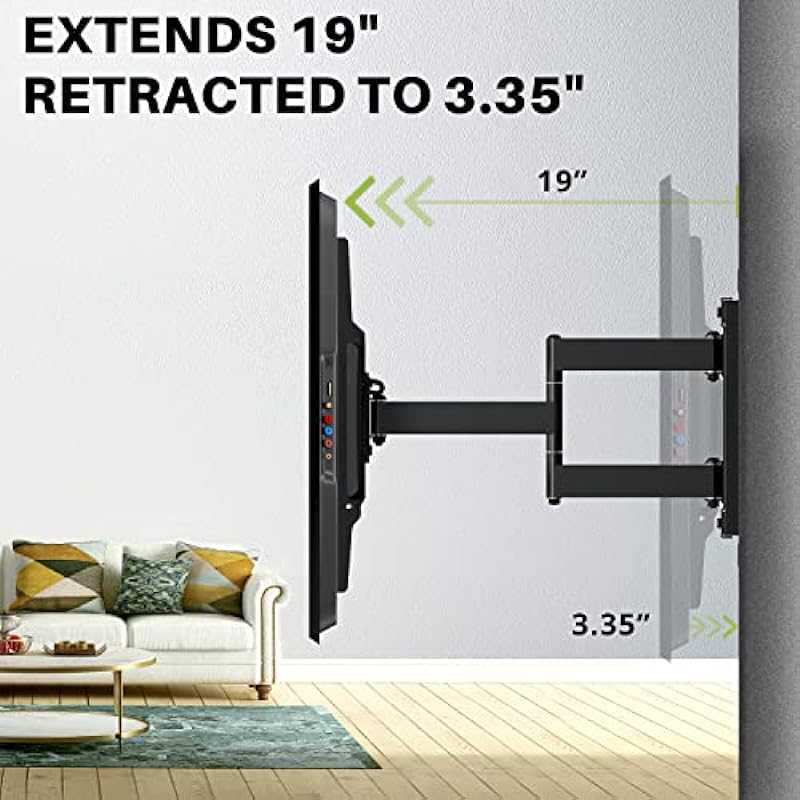 USX MOUNT Full Motion TV Wall Mount Bracket for Most 32-90 Inch TVs with Sliding Design for Centering, Holds up to 150lbs, Fits 16, 18, 24 inch Studs with Swivel Articulating Arms up to VESA 600x400mm