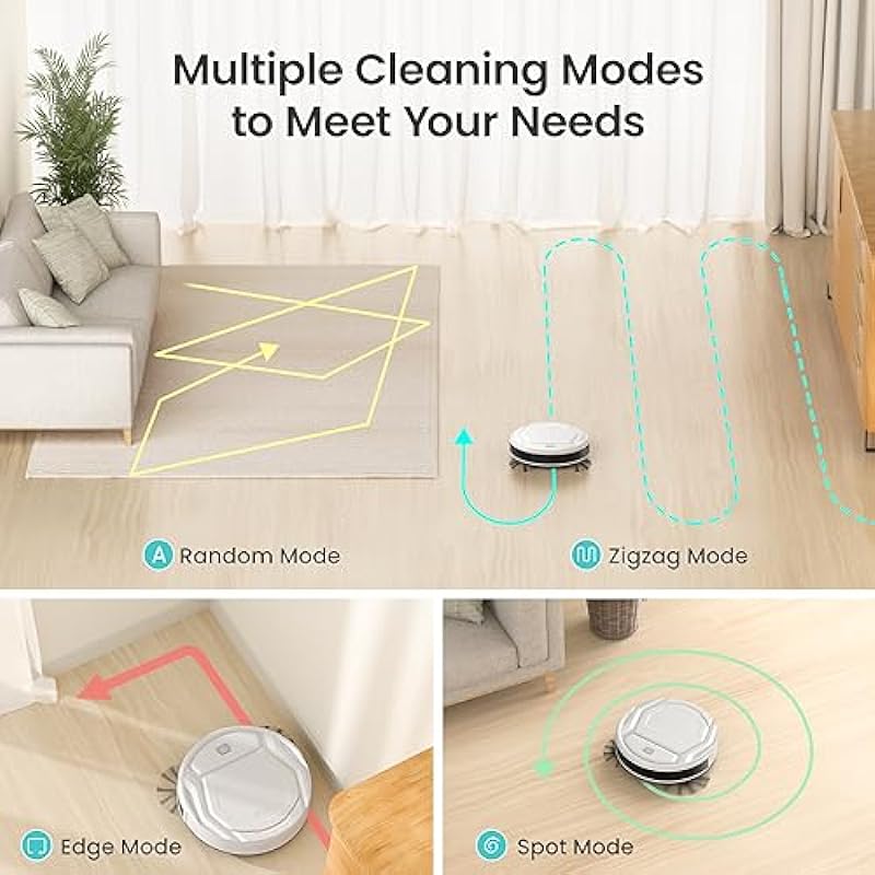 Lefant Robot Vacuums, 2200Pa Strong Suction, 6 Cleaning Modes, Auto Robotic Vacuum Cleaner, Self-Charging, Slim, Quiet, WiFi/App/Alexa Control, Ideal for Pet Hair, Hard Floor, Low Pile Carpet (M210)