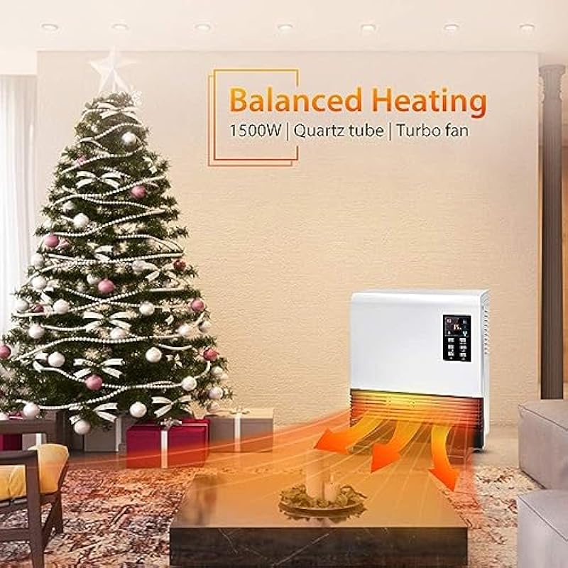Airchoice Electric Heater, 1500W Space Heater, Wall Mounted Room Heater with Stand, Energy Saving, Timer, 3 Modes, Quick Heat Electric Space Heater, Infrared Wall Heater for Bedroom, Bathroom, Office