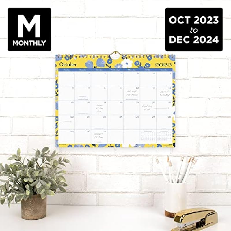 Mead 2024 Wall Calendar, Monthly, 11″ x 8-1/2″, Small, Caprice, Blue Floral (W1319-709-24)