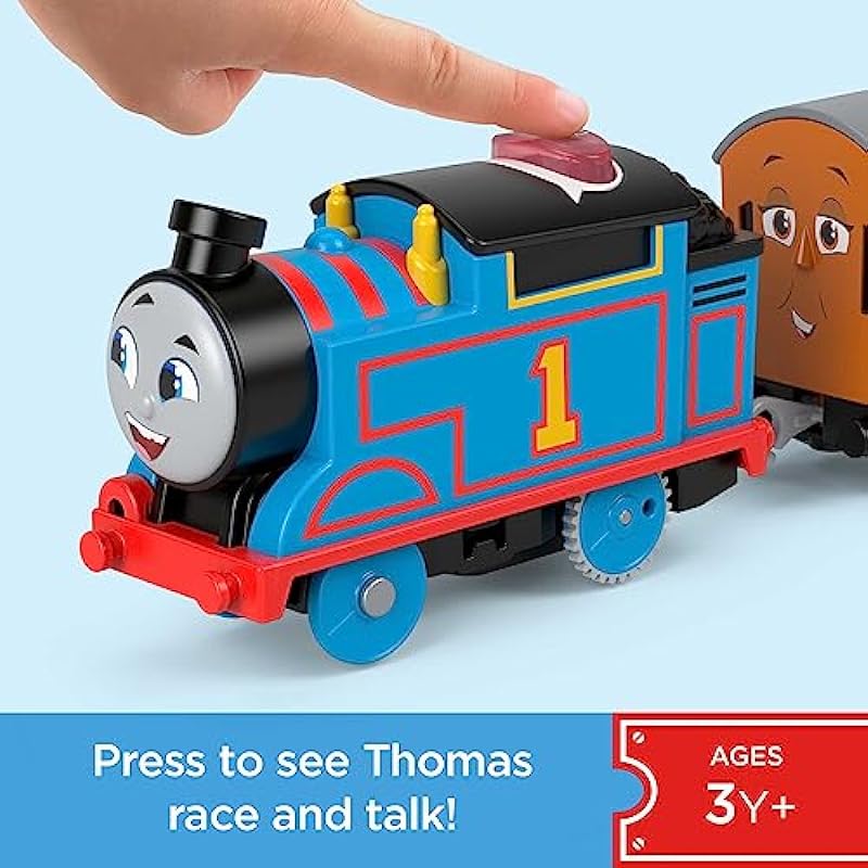 Thomas & Friends Motorized Toy Train Talking Thomas Engine with Annie & Clarabel Coach Cars for Preschool Kids Ages 3+ Years