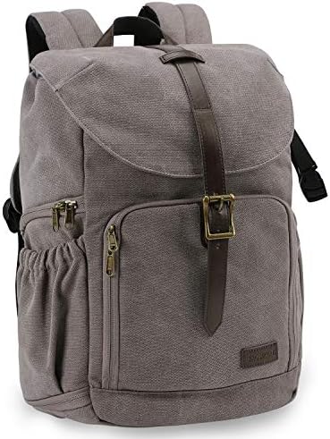 BAGSMART Camera Backpack, Water Resistant DSLR Camera Bag Canvas Bag Fit up to 15″ Laptop with Rain Cover, Tripod Holder