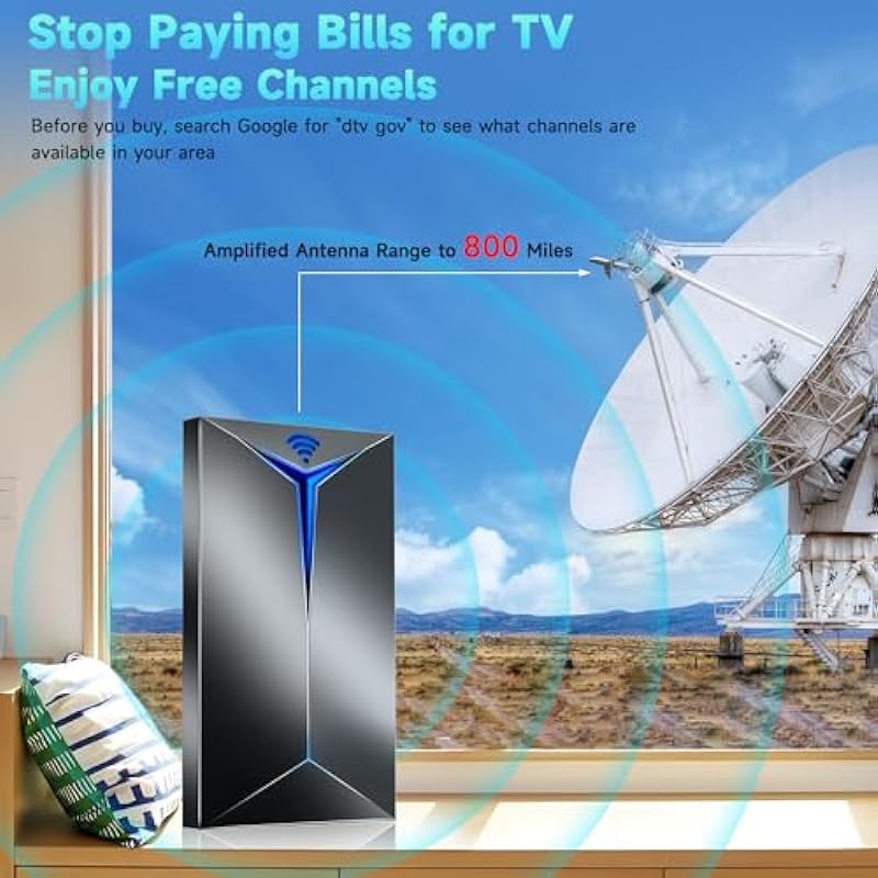 TV Antenna Amplified 500+ Miles for Smart TV Indoor Outdoor, 2024 Release HD Digital Antenna Long Range Support 8K 4K 1080p All TVs/VHF UHF Local Channles Canada, Signal Booster/35ft Coaxial Cable