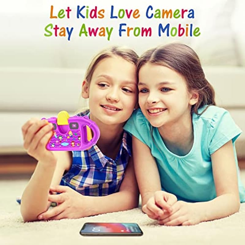 Ourlife Kids Waterproof Camera Gifts for Girls, 1080P HD Digital Video Camera with 2.4” IPS Screen, Fill Lights, Children Selfie Underwater Camera Toy for Girls 6-15 with TF Card, Silicone Handle