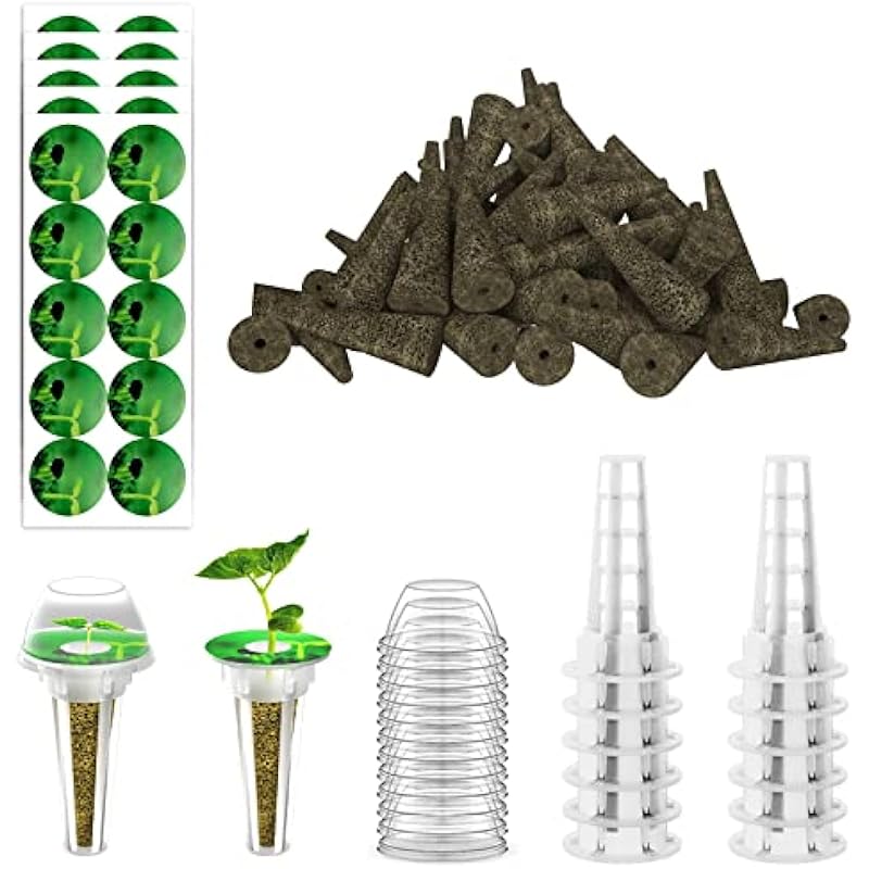 124 pcs Seed Pod Kit for Aerogarden, Grow Anything Kit for Hydroponics, Hydroponics Supplies with 50 Grow Sponges, 50 Pod Labels, 12 Baskets, 12 Planting Domes, Compatible with IDOO
