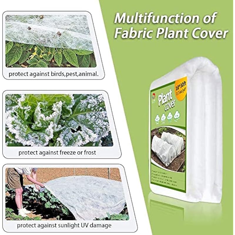 Plant Covers Freeze Protection,10Ft x 30Ft Reusable Floating Row Cover,Freeze Protection Plant Blankets for Cold Weather (Support Hoops Not Included)