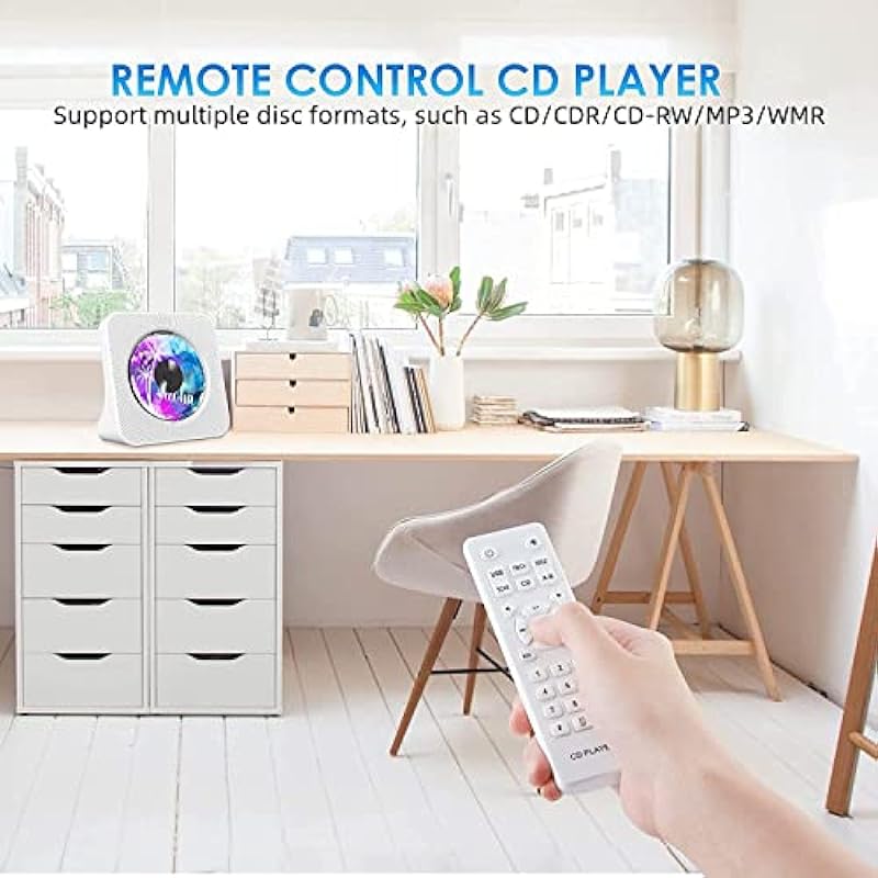 Gueray CD Player with Bluetooth 5.0, Desktop CD Music Players for Home Built-in Double HiFi Sound Speakers, Support AUX&USB Headphone Jack, FM Radio Boombox, LED Screen Display for Kids Gift