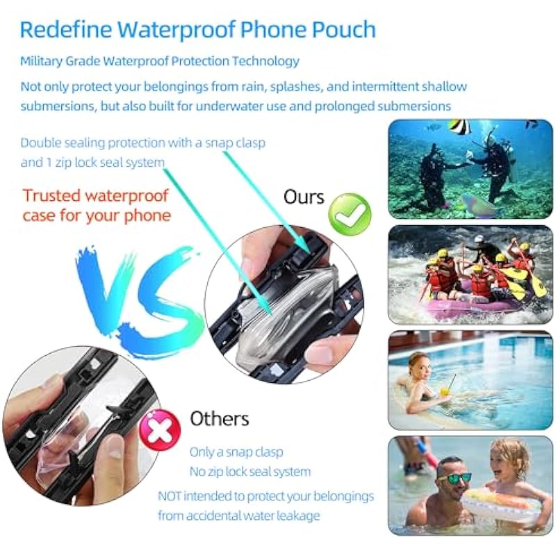 AiRunTech Waterproof Case, 2Pack IPX8 Waterproof Phone Pouch, Dustproof Dry Bag for iPhone XS/XS Max/XR/X/8/8 Plus/7/7 Plus/6/6s, Samsung Galaxy S9//S8/S7 Google Pixel and All Devices Up to 7.0 Inches