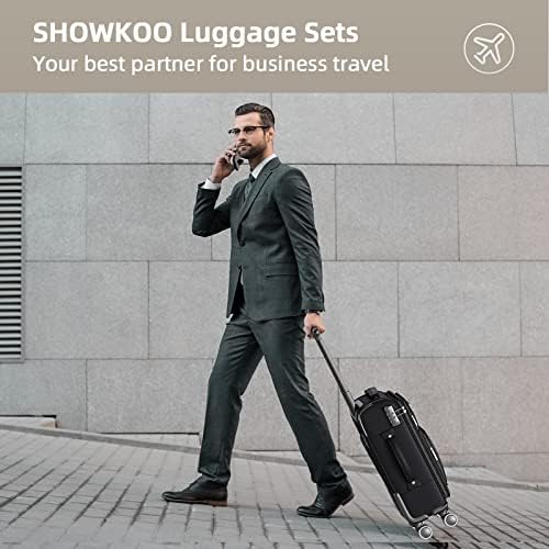 SHOWKOO Luggage Sets 3 Piece Softside Expandable Lightweight & Durable Suitcase Sets Double Spinner Wheels TSA Lock (20in/24in/28in)