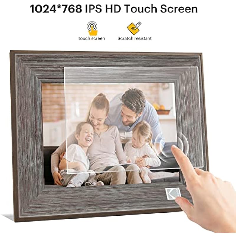 Kodak 8 Inch WiFi Digital Picture Frame, Touch Screen Display with 16GB Storage, Share Video Clips and Photos Instantly via E-Mail or App,Gifts for Families,Friends