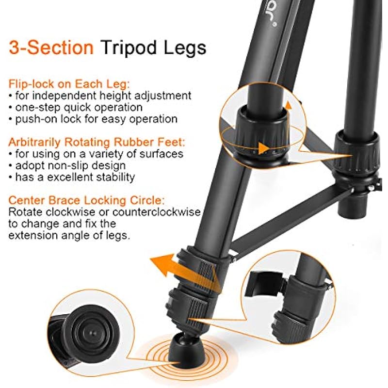 Huepar Tripod 1.6m/5.2ft Flat Head Aluminum Tripod for Laser Level, with Handle and Bubble Level, with 5/8″-11 Male Thread and 1/4″-11 Screw Adapter, Carrying Bag Included – TPD16