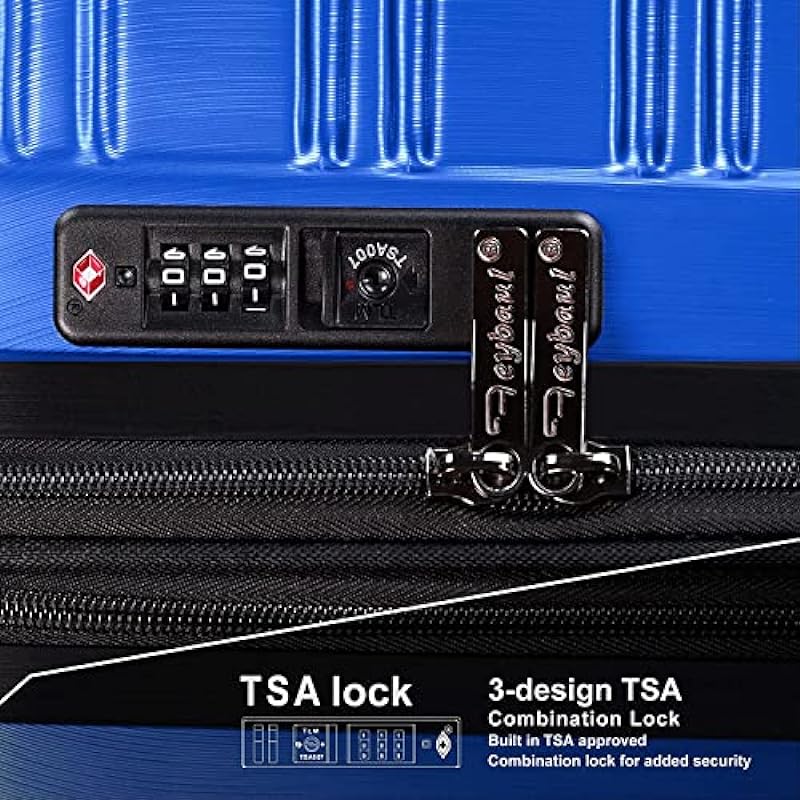 Feybaul Luggage Suitcase PC+ABS with TSA Lock 14+20inch (Blue, 20inch)