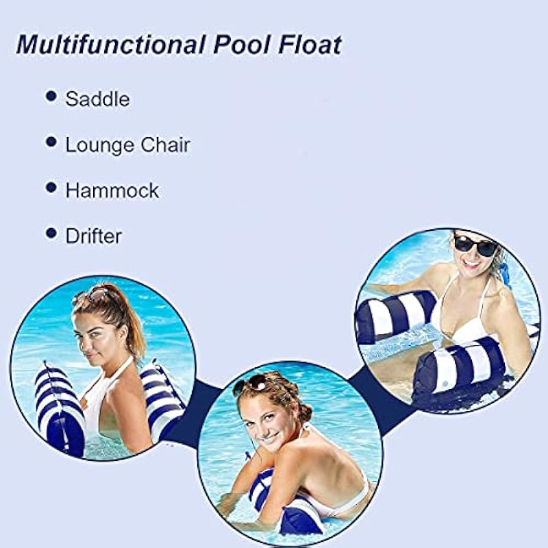 Inflatable Pool Float, Inflatable Water Hammock, Portable Water Hammock with Bottom Mesh for Vacation Fun and Rest