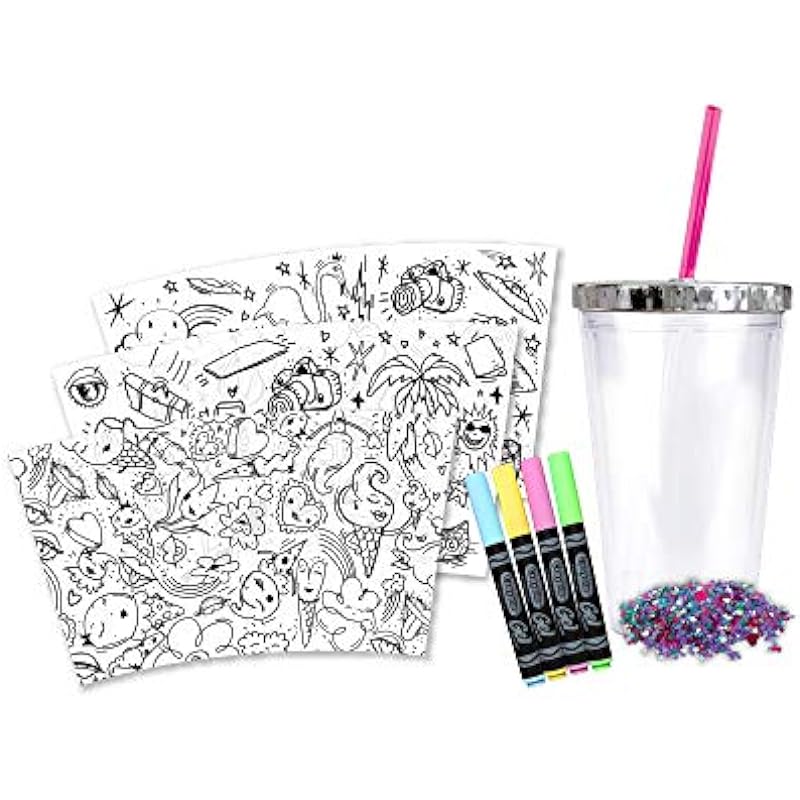 Crayola Creations Confetti Tumbler Kit, Gift for Girls and Tweens, Ages 6,7, 8 and Up, Holiday Toys, Stocking , Arts and Crafts, Gifting