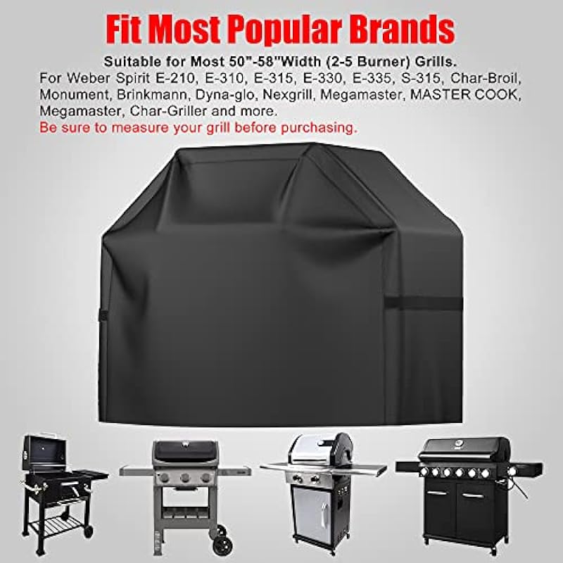 Grill Cover, 58 inch BBQ Gas Grill Cover Waterproof Weather Resistant, UV and Fade Resistant, UV Resistant Materia for Weber Char-Broil Nexgrill Grills and More