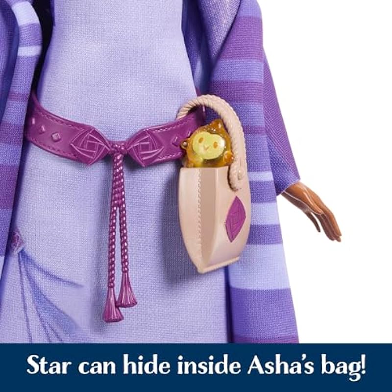 Mattel Disney Wish Asha of Rosas Adventure Pack Doll, Posable Fashion Doll with Removable Fashion, Animal Friends and Accessories, Toys Inspired by the Movie