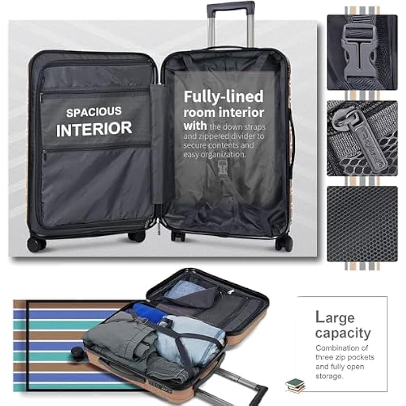 Feybaul Luggage Set Suitcase PC+ABS with TSA Lock Hardshell Carry On Luggage with Spinner Wheels