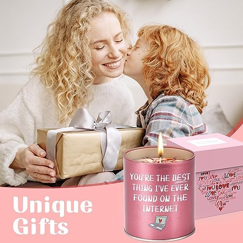 Valentines Day Gift for Women Candle Scented Funny Couple Gifts for Her Original Gifts for Wife Girlfriend Ideas Jar Candle Gift Set for Teen Girls on Valentines Birthday Anniversary Noel Cadeau Femme