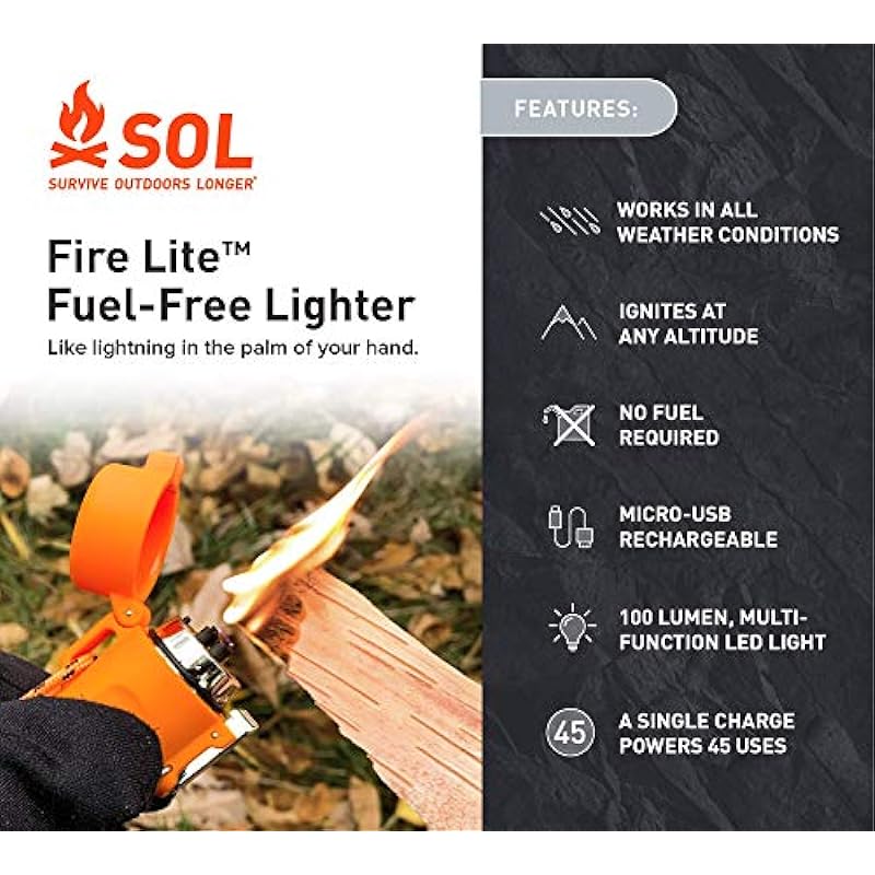 SOL Fire Lite Fuel-Free USB Rechargeable Lighter & Flashlight