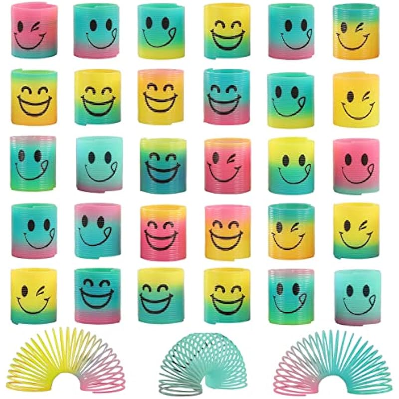 30 Pack Spring Rainbow Magic Fidget Stress Coil Mini Springs Bulk Toys for Party Favor Carnival Prize Birthday Goodie Bag Stuffers for Kids Boys Girls…