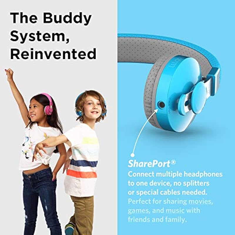 LilGadgets Untangled Pro Wireless Kids Headphones, On-Ear Bluetooth Toddler Headset with Built-in Microphone, Design, No More Tangled Wires, Perfect for Children in School, Blue