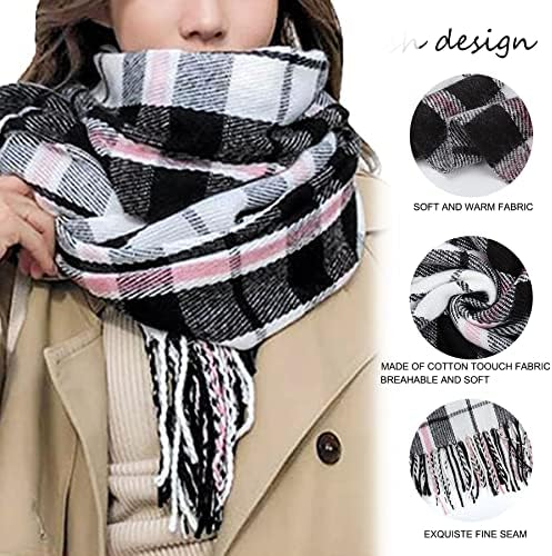 Scarf for Women – Winter Tartan Scarf Long Scarves Plaid Warm Shawl Wraps Blanket Scarf for Ladies Tassel Shawl Long Stole