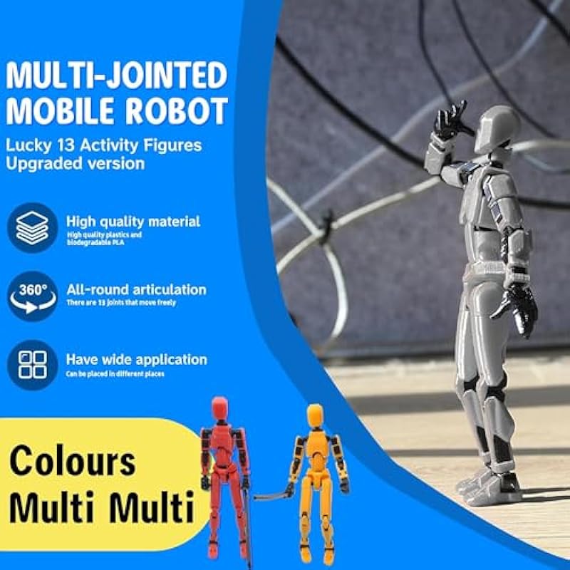 Titan 13 Action Figure 3D Printed Multi-Jointed Movable, Lucky 13 Action Figure, 13 Action Figure Dummy 13 Action Figure, Hand Painted Figure, Desktop Decorations Game Gifts (Red)