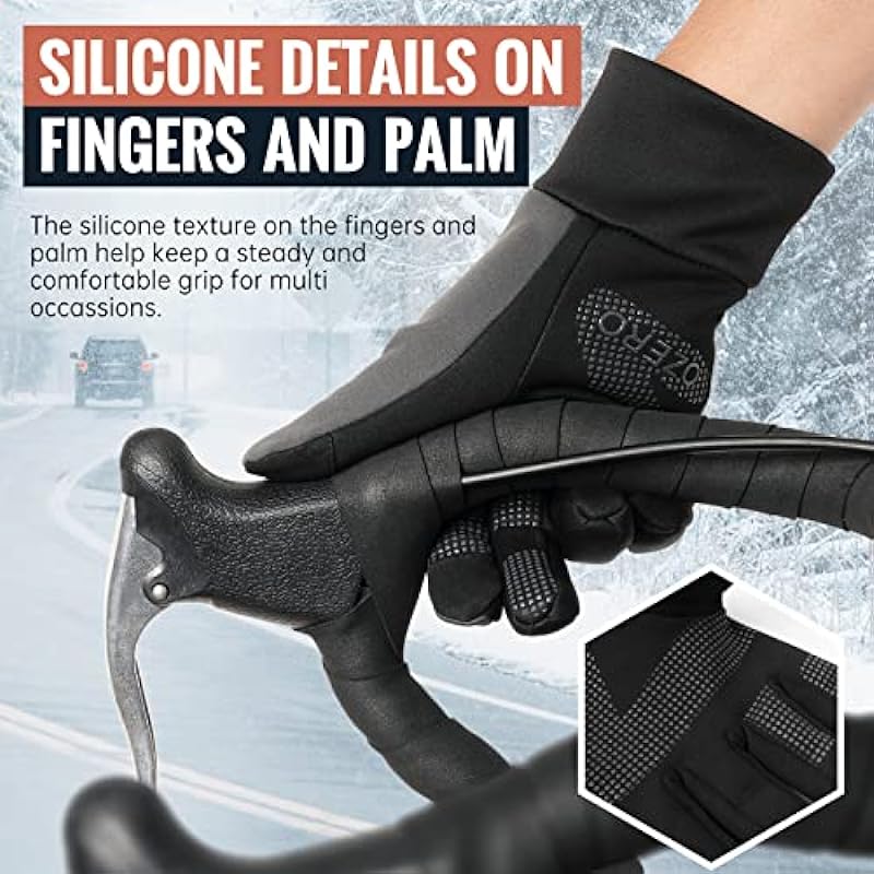 Winter Thermal Gloves Men Women Touch Screen Anti Slip Water Resistant Windproof in Cold Weather for Driving Cycling Running