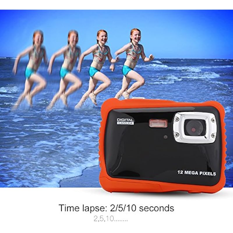 Kids Camera, Waterproof/Shockproof Digital Camera for Child 2.0inch Large Screen, 12MP, 1280 x 720HD, High Definition Underwater Swimming Digital Camera Camcorder