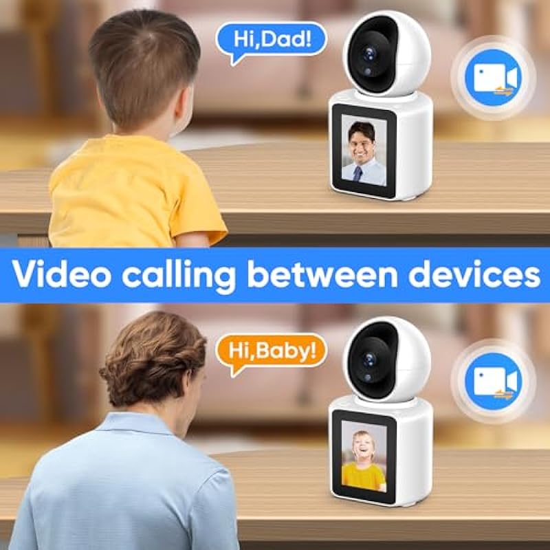 Two-Way Video/Audio Indoor Camera, Child/Elder/Dog/Pet Camera with Phone App, 1080P Home Security Camera with Pan Tilt, Night Vision, One-Button Call, Motion Detection, Human/Sound/Crying Detection