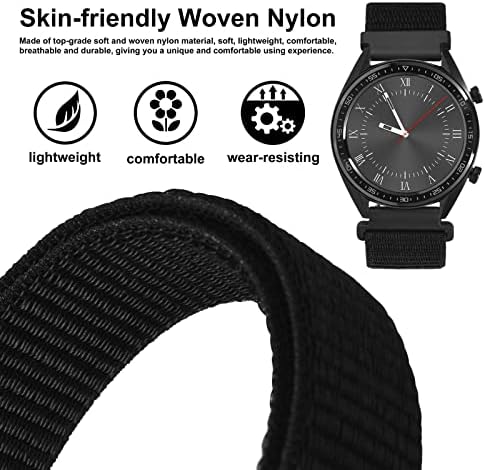 WOCCI Adjustable Nylon Sport Watch Bands with Hook and Loop Fastener, Quick Release Watch Straps for Men and Women, Band Width 16mm 18mm 19mm 20mm 21mm 22mm