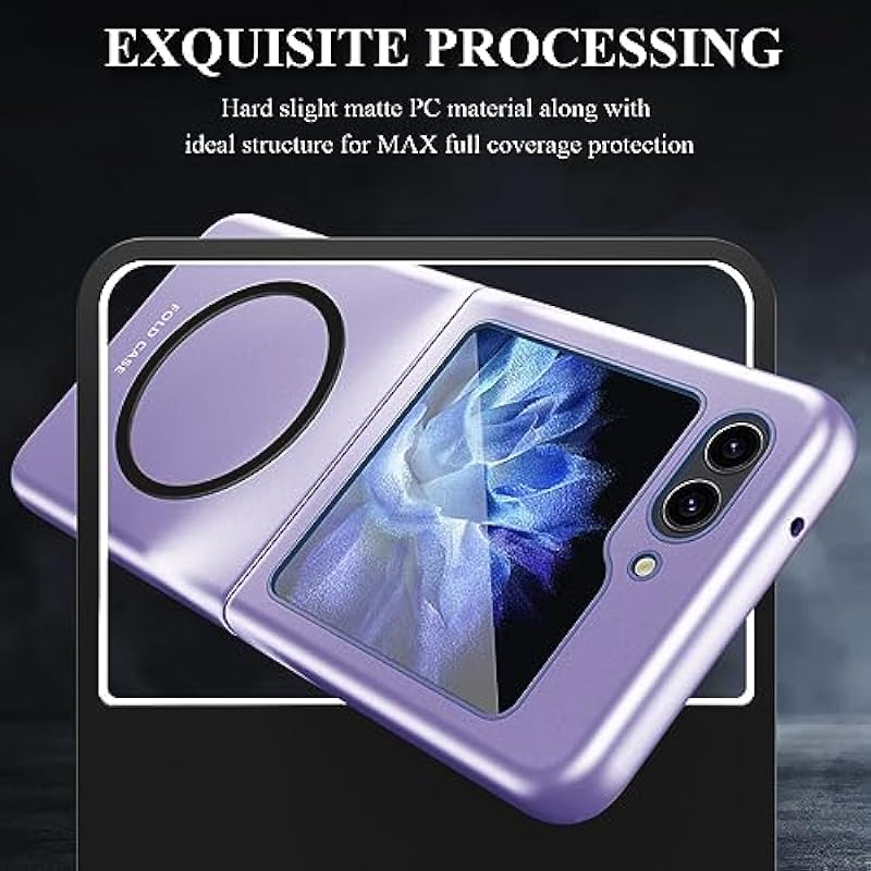 NINKI Compatible with Magsafe Case for Samsung Galaxy Z Flip 5 Case with Hinge Protector,Matte Skin Magnetic Bumper Shockproof Hard Cover Phone Case for Galaxy Z Flip 5 Case,Samsung Flip 5 Case Purple