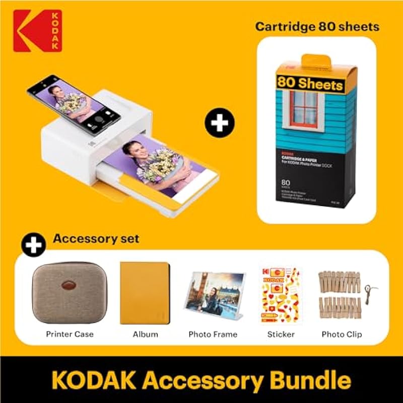 KODAK Dock Plus 4PASS Instant Photo Printer (4×6 inches) + 90 Sheets Gift Bundle