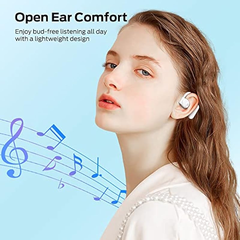 BUGANI Bluetooth Headphones, Open Ear Headphones with Dual 16.2mm Large Driver, Open Ear Earbuds with HiFi Stereo Sound, ENC Clear Talk, 30H Playtime, Waterproof Running Headphones for Home Workouts