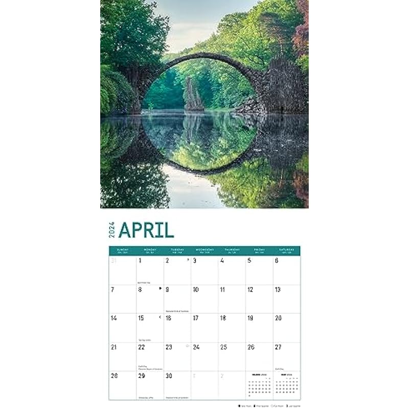 2024 Wanderlust Monthly Wall Calendar by Bright Day, 12 x 12 Inch