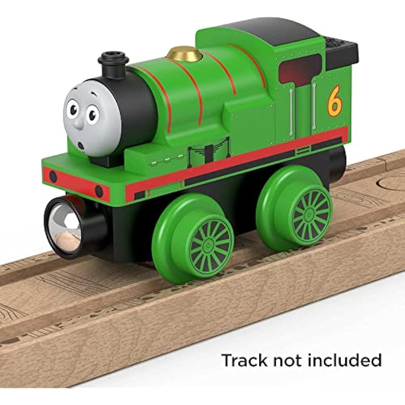 Fisher-Price Thomas & Friends Wooden Railway, Percy Engine, push-along toy train made from sustainably sourced wood for toddlers and preschool kids