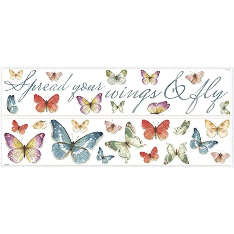 RoomMates RMK3263SCS Lisa Audit Butterfly Quote Peel and Stick Wall Decals
