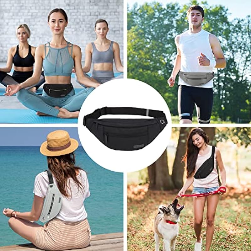 MAXTOP Large Crossbody Fanny Pack Belt Bag for Women Men with 4-Zipper Pockets Gifts for Enjoy Festival Sports Workout Traveling Running Casual Hands-Free Water-Resistant Waist Pack Carrying of Phones