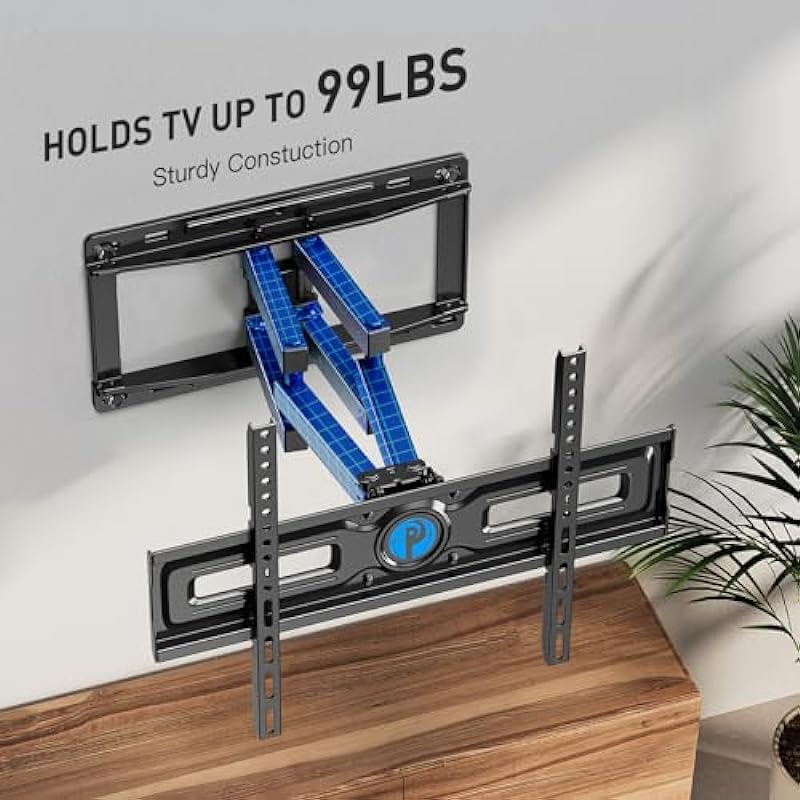 Pipishell Full Motion TV Wall Mount for Most 26-65 inch TVs up to 99 lbs, Pre-Assembled Wall Mount TV Bracket with Swivel & Tilt, 3 Bracket Heights, Max VESA 400x400mm, Fits 12″/16″ Wood Studs, PIMF4