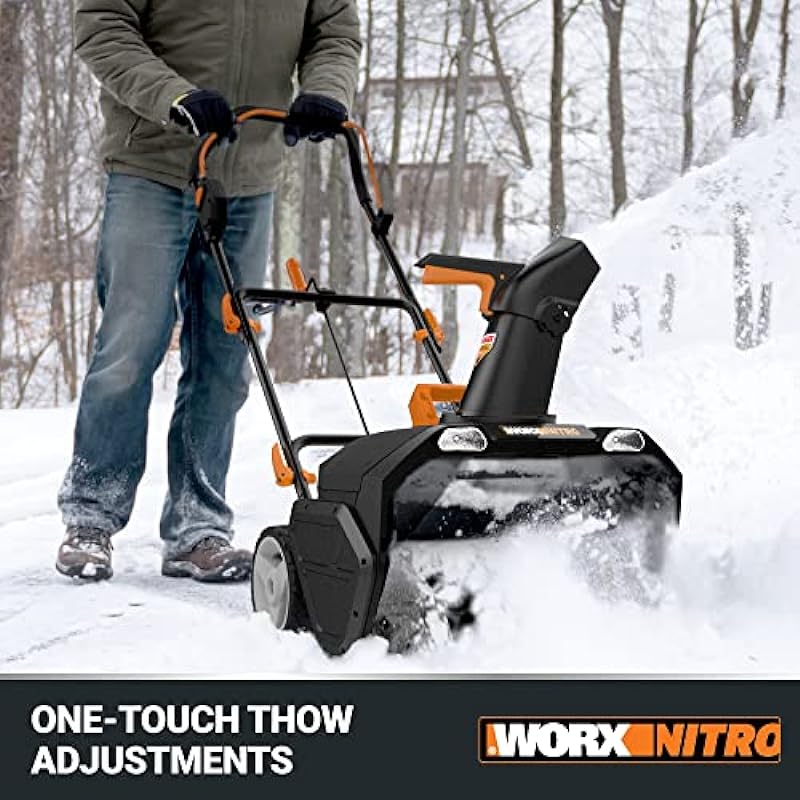 Worx WG471 40V Power Share 20″ Cordless Snow Blower with Brushless Motor, Black and Orange