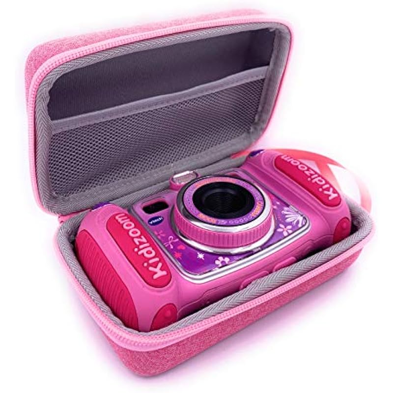 Xcivi Hard Carrying EVA Case for VTech Kidizoom Camera for Kids – Compatible with VTech KidiZoom Duo Selfie Cam, Twist Connect, Duo 5.0, Duo Dx, Pix and More (Pink)