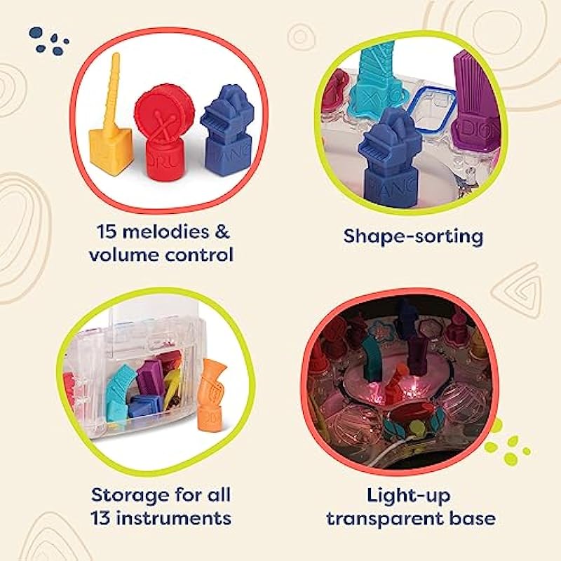 B. toys by Battat B. Symphony Musical Toy Orchestra for Kids – 13 Musical Instruments for Classical Music for Babies and Toddlers – Interactive Kids Music Toys with Lights and 15 Songs, BX1120C1Z