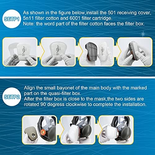 Reusable Respirаtor full Face Cover, Gas Cover Organic Vapor Mask and Anti-fog,Full Face Cover, for Painting, mechanical polishing, logging, welding, Against Dust, Polishing,Staining,Sanding &Cutting