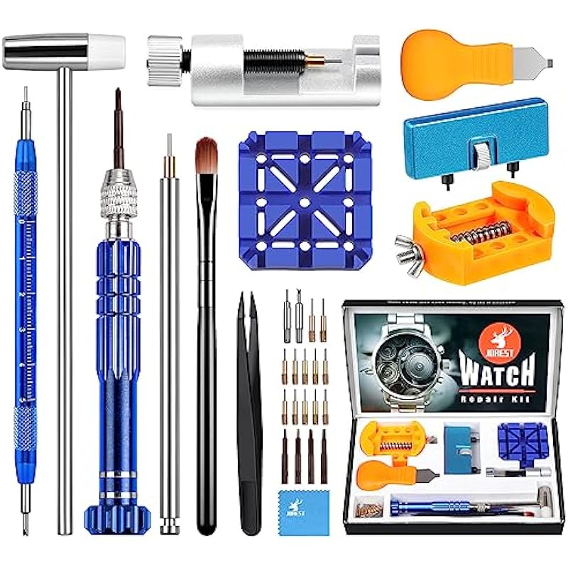 JOREST Watch Repair Kit, Battery Replacement, Link Pin Removal, Strap Adjustment Band Sizing, Screwdriver, Case Opener Back Remover, Spring Bar Tool