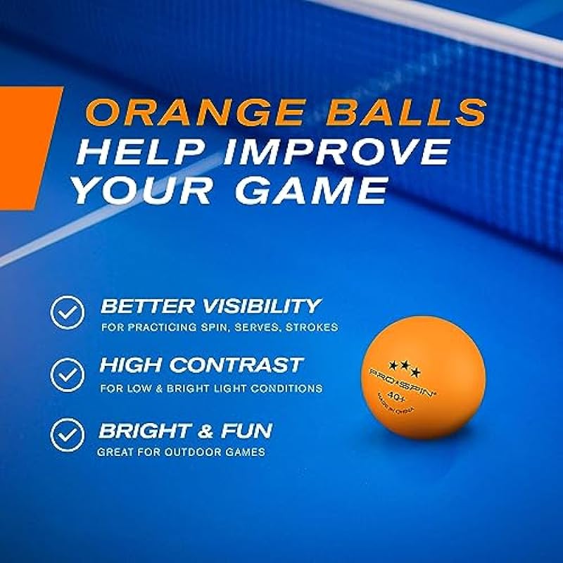 PRO-SPIN Ping Pong Balls – Orange 3-Star Table Tennis Balls | High-Performance 40+ ABS Training Balls | Ultimate Durability for Indoor/Outdoor Ping Pong Tables